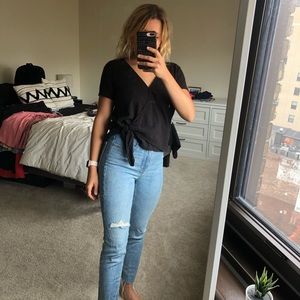 BLACK MADEWELL WRAP TOP